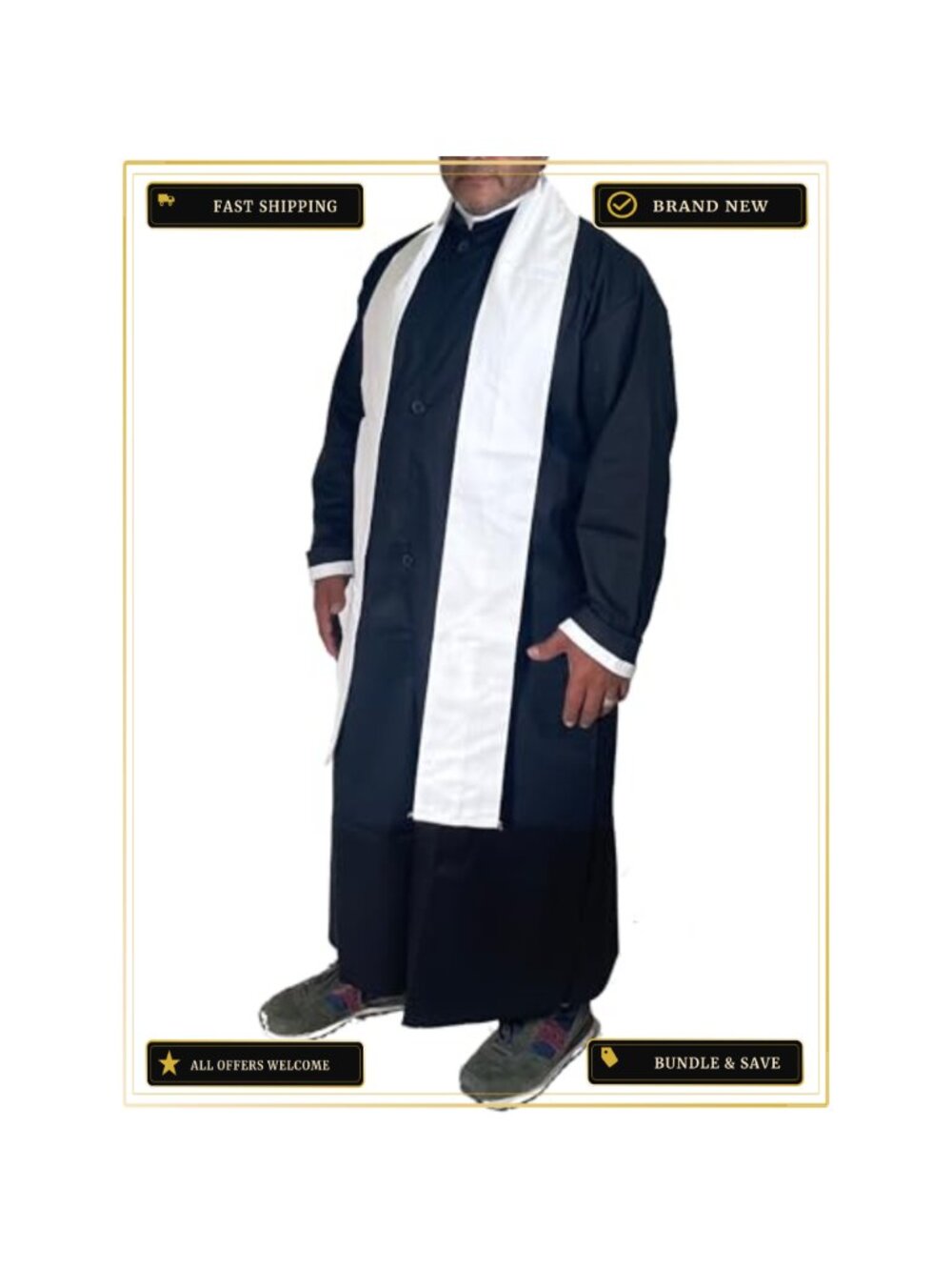 Adults Father Priest Costume Robe and Stole One Size Unisex Halloween Cosplay